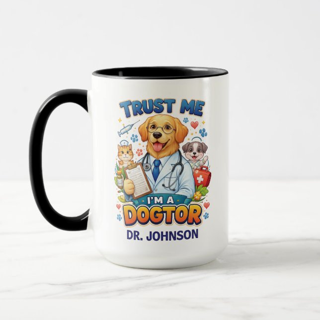 Caneca Trust Me I'm A Dogtor | Funny Veterinarian  (Esquerda)