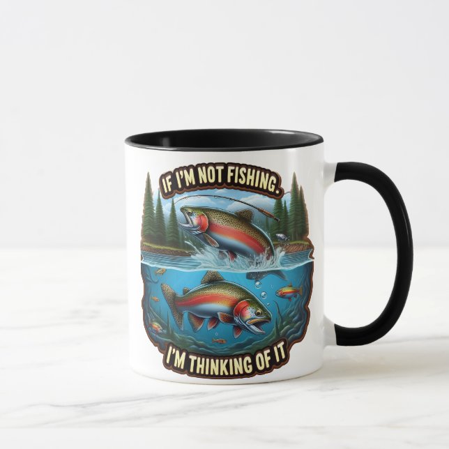 Caneca Truta Arco-Íris Um Peixe Vibrante Salta Da Água (Direita)