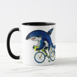 Caneca Tubarão Andando Bicicleta
