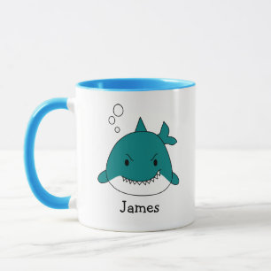 Caneca Tubarão Azul Divertido Personalizado