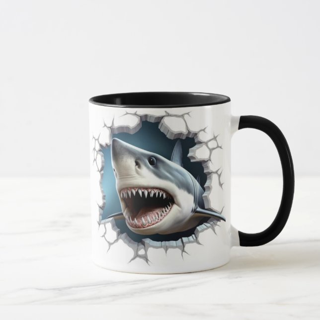 Caneca Tubarão numa parede (Direita)