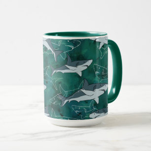 Caneca Tubarões, marinhos, marinhos, peixes, predadores,