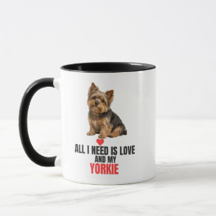 Caneca Tudo o que Preciso é Amor e Meu Café Yorkie
