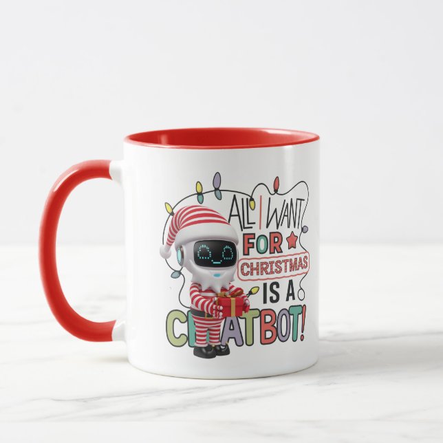 Caneca 🤖 Tudo o que quero no Natal é um Chatbot Engraçad (Esquerda)