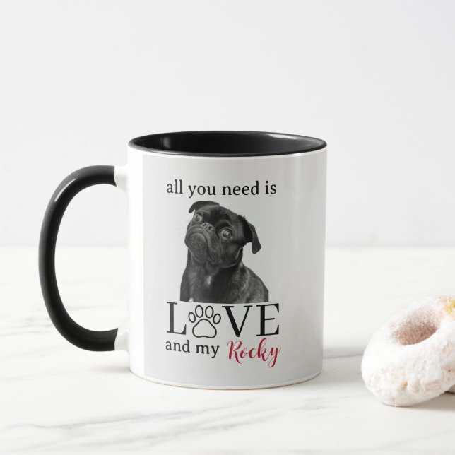 Caneca Tudo o que Você Precisa é Amor e Meu Cachorro – No (Com Donut)