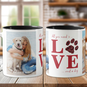 Caneca Tudo o que você precisa é amor e um cão personaliz