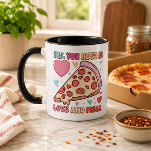 Caneca Tudo que você precisa é amor e pizza Engraçado F