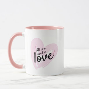 Caneca Tudo Que Você Precisa É De Amor   Café - Lã Rosa  