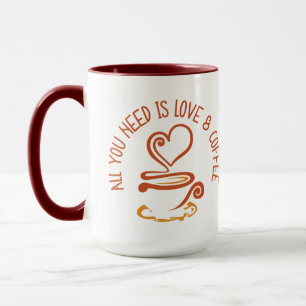 Caneca Tudo Que Você Precisa É De Amor E Café