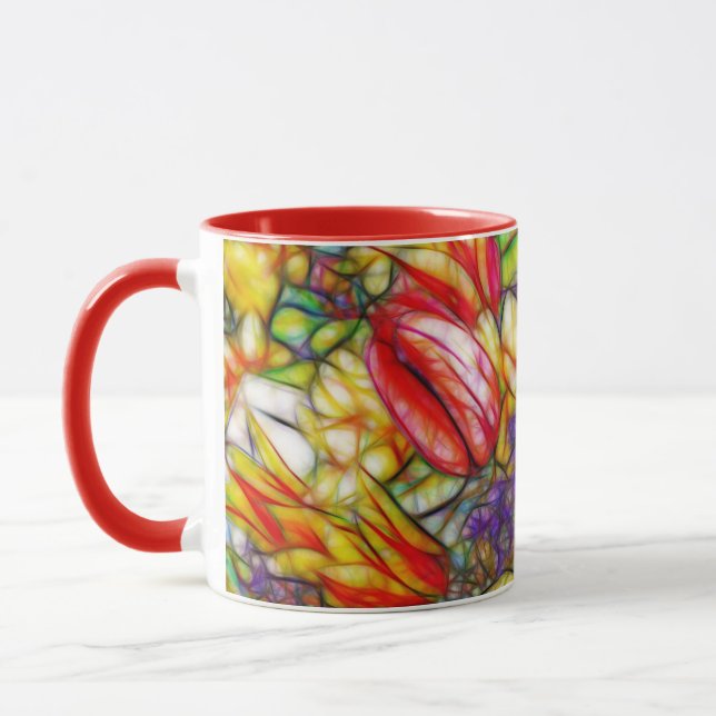 Caneca Tulipas e Daffodil Café Mug Estilo de Vidro Mantid (Esquerda)