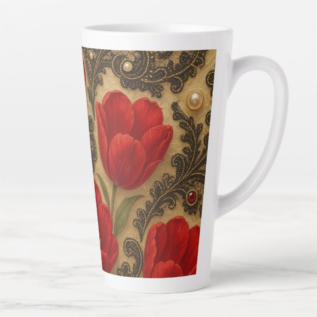 CANECA Tulipas e Renda  DESIGN  (Direita)