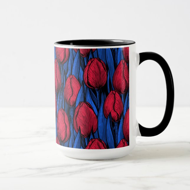 Caneca Tulipas em vermelho e azul (Direita)