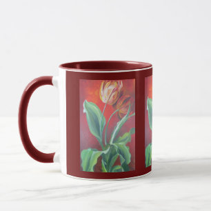 Caneca Tulipas Vermelhas e Amarelas Artísticas