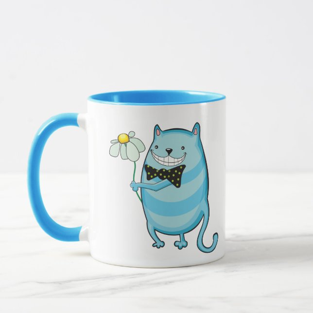 Caneca Tumba de Gato Azul Engraçado (Esquerda)