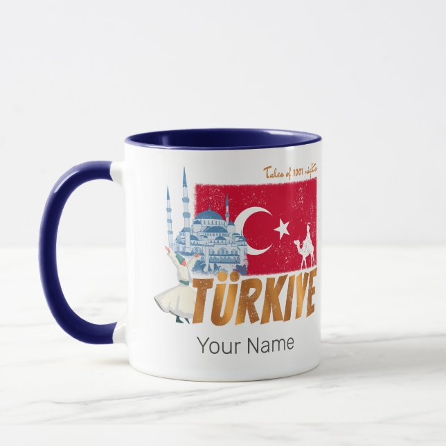 Caneca Türkiye Istambul Vintage Flag Turquia Souvenir (Esquerda)