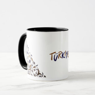 Caneca Turkiye Souvenir Dourado e Azul