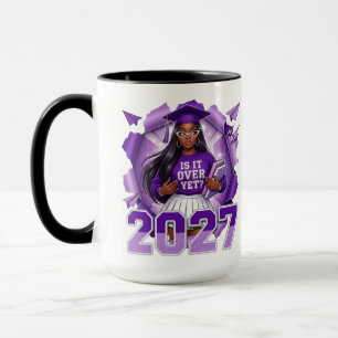 Caneca Turma de 2027 Formatura da Classe Roxa Mulher Negr
