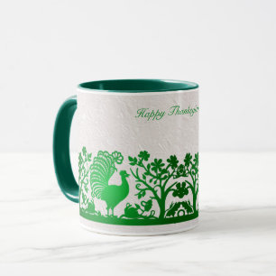 Caneca Turma Floral de Ação de Graças Verde