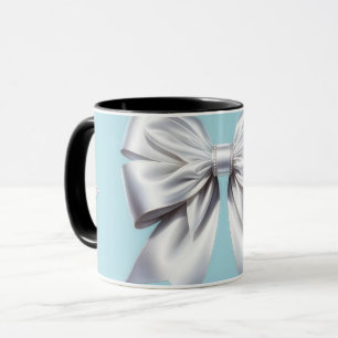 Caneca Turquesa Azul de Ovo de Robin Grande Laço Branco N