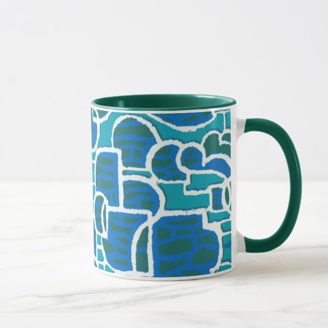 Caneca Turquesa, Blue, Green White Coffee Mug (Direita)
