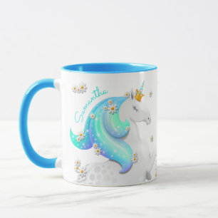 Caneca Turquesa Unicorn Mug com Coroa e Cetro