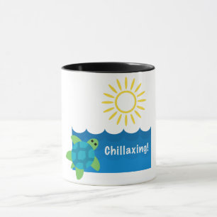 Caneca Turtle Chillaxing Design - Black 11 oz Combo Mug