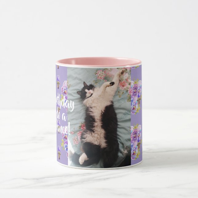 Caneca Tuxedo Cat Funny Happy Dance Birthday Mug Puro (Centro)
