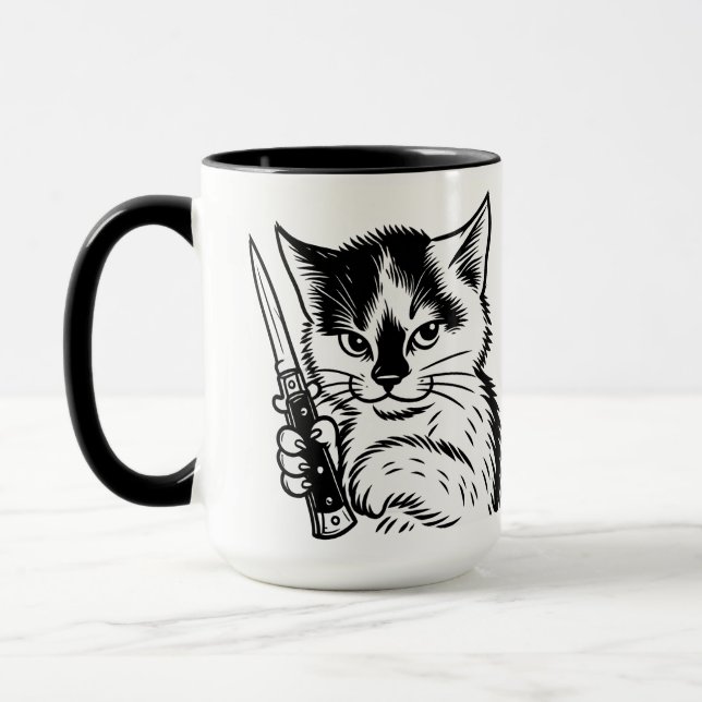 Caneca Tuxedo Cat Switchblade Attitude Mug by Phil Elmore (Esquerda)
