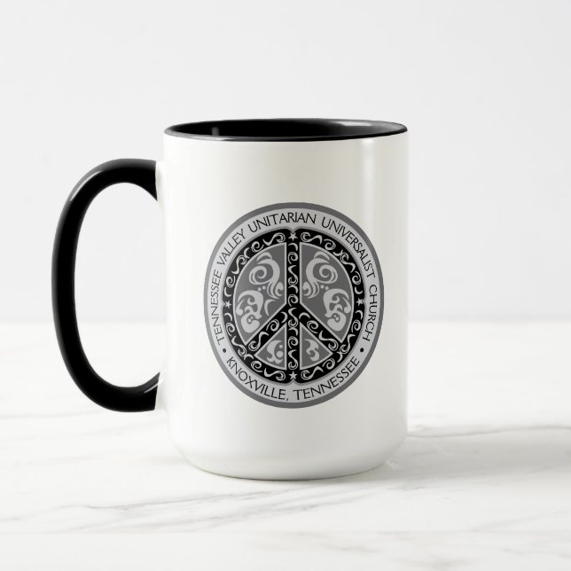 Caneca TVUUC - Sinal de paz em preto e branco bonito (Esquerda)
