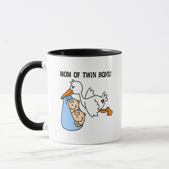 Caneca Twin Boys, Camisetas e presentes da mamãe-Stork (Esquerda)