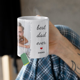 Caneca Two Photo Images l Best Dad Ever Cute Red Heart 