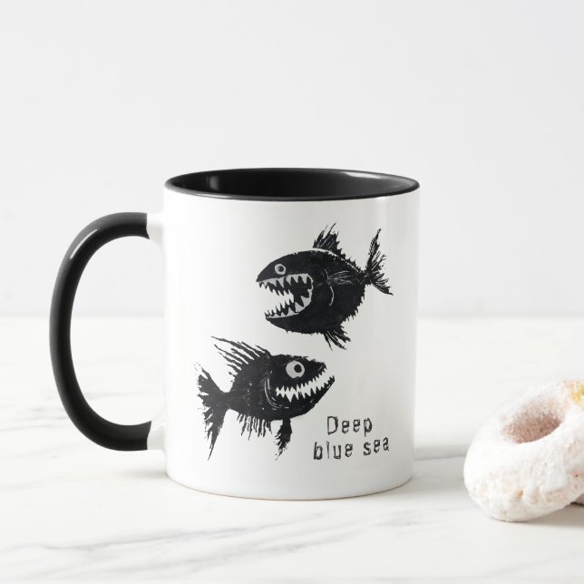 Caneca Two scary fish, personalized (Com Donut)