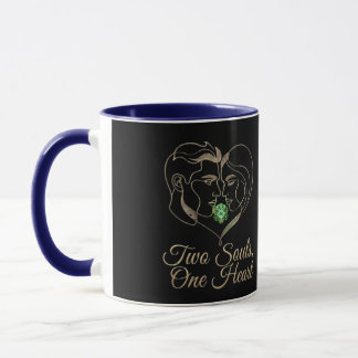 Caneca Two Souls, One Heart – Elegant Romantic Line Art  