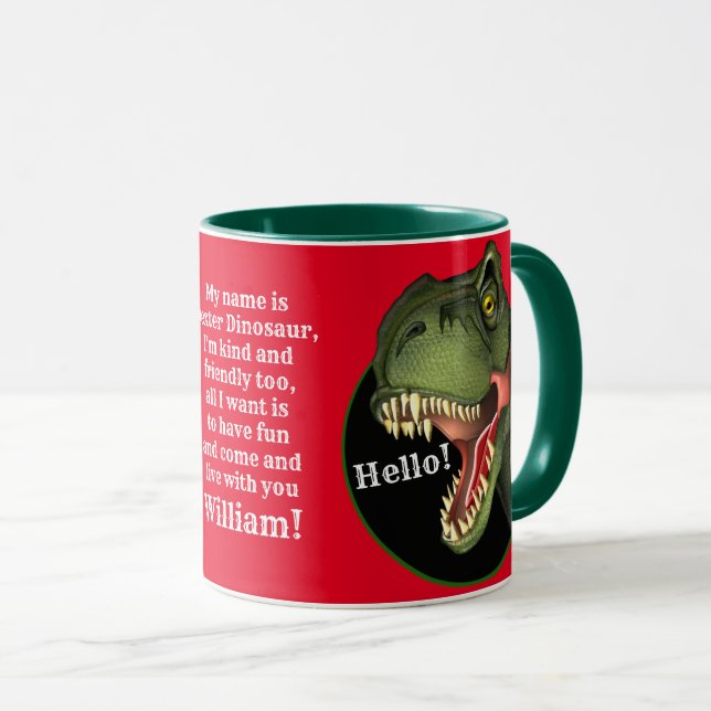 Caneca Tyrannosaurus Rex Dinossaur Personalizado (Frente Esquerda)