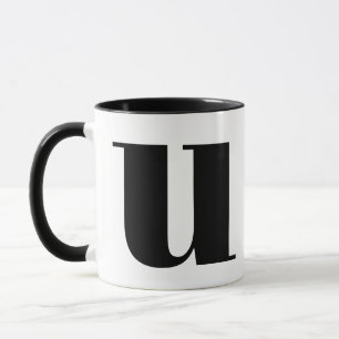 Caneca U Modern Monograma - Letra inicial preta e branca