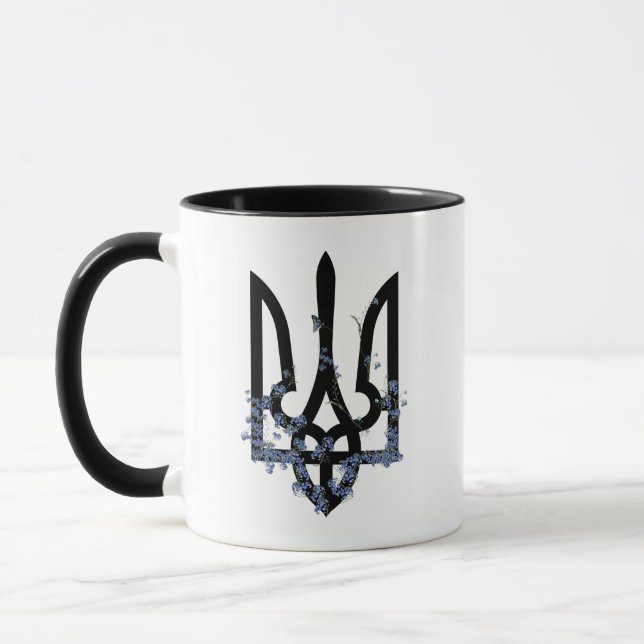 Caneca Ucrânia. Brasão de Armas. Tridente. Trident.  (Esquerda)