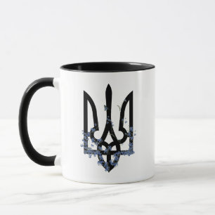 Caneca Ucrânia. Brasão de Armas. Tridente. Truzyb.