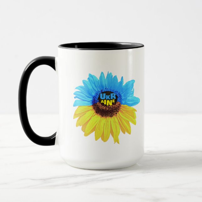 Caneca Ucrânia: flor da água, girassol, azul-amarelo (Esquerda)