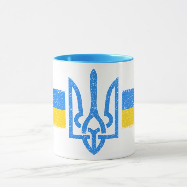 Caneca Ucrânia Trident - Símbolo de Bandeira da Ucrânia (Centro)