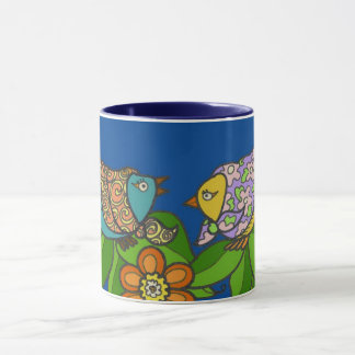 Caneca Ucraniano Folk Art Primavera BirdsMug