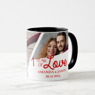 Caneca Um Ano de Amor Colagem de Múltiplas Fotos de Anive