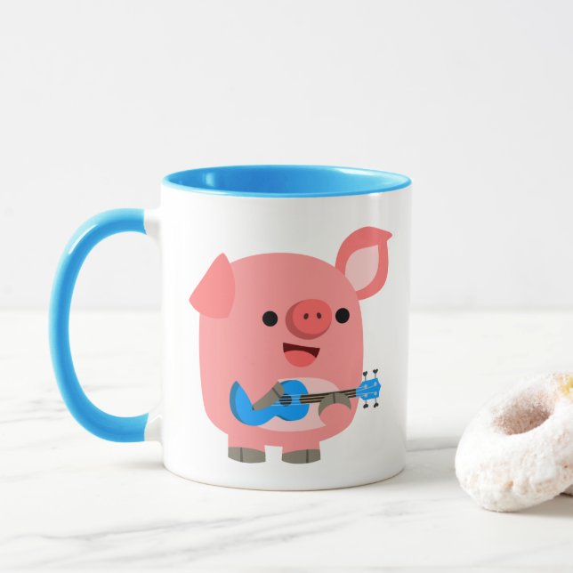 Caneca Um Bico De Cartoon Jogando Ukulele Mug (Com Donut)