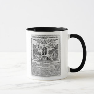 Caneca Um broadsheet alemão que descreve o campeão de