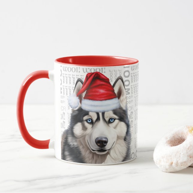 Caneca Um Cachorro Siberiano em Pais (Com Donut)