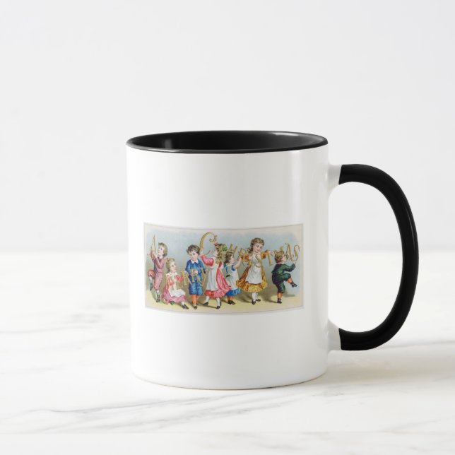 Caneca Um cartão do Victorian da feliz Christmas', (Direita)