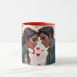 Caneca Um casal apaixonado por corações voadores - Coffee