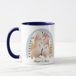 Caneca Um Casal Bonito Coelhinho Arco-Íris Personalizado 