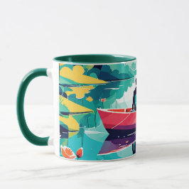 Caneca Um casal num barco num lago - Mug de café