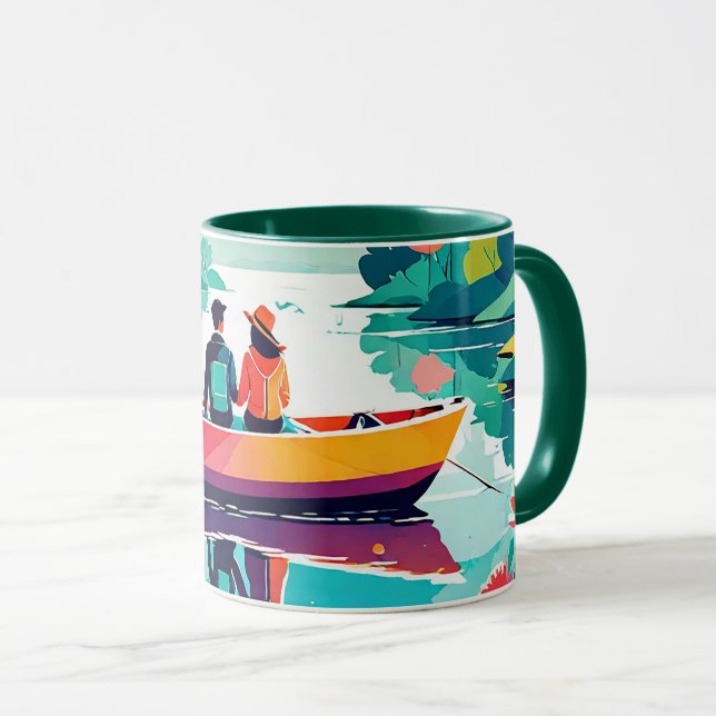 Caneca Um casal num barco num lago - Mug de café (Frente Esquerda)