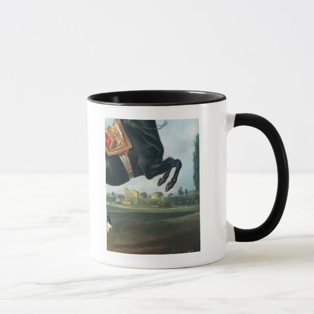 Caneca Um cavalo preto que executa o Courbette (Direita)